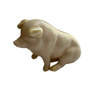 Vintage Belleek Porcelain Pig Figurine Made In Ireland Green Mark
